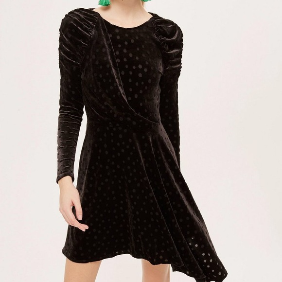 Topshop Dresses & Skirts - Topshop polka dot burnout velvet dress